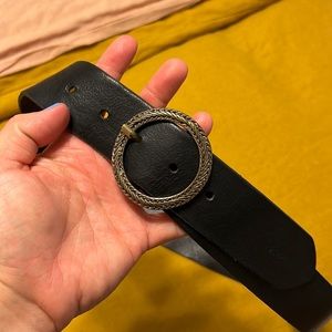 Black Leather Western Style Belt